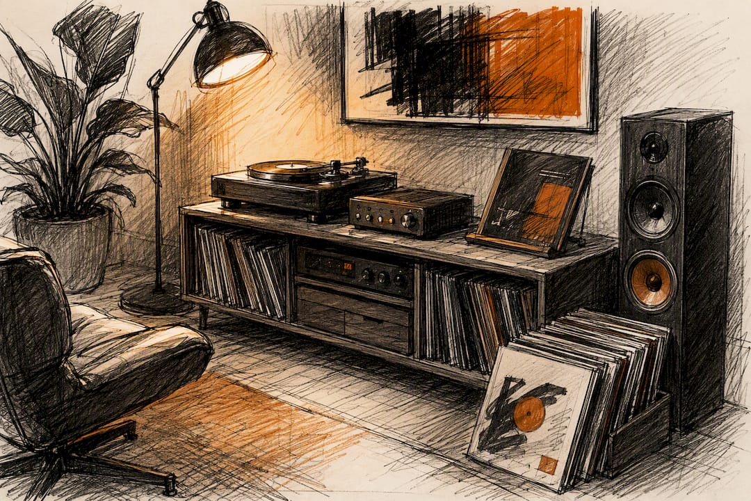 Vinyl player and records for playlist evaluation