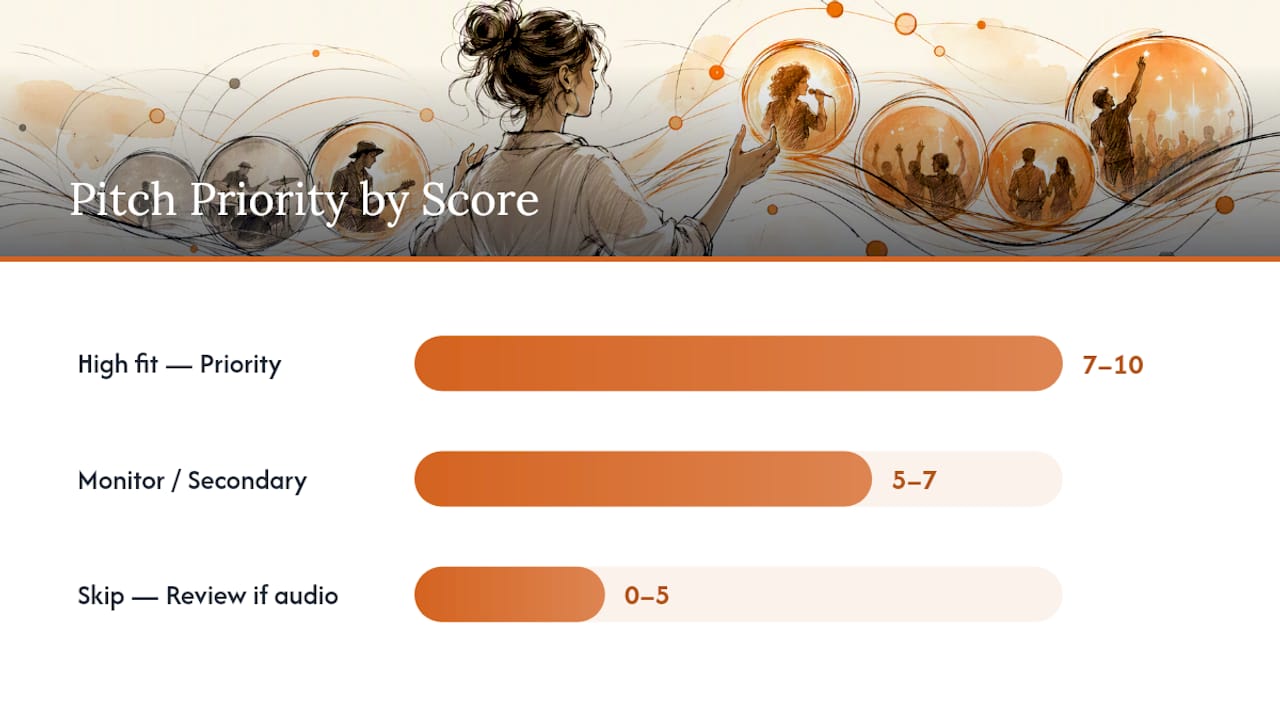 Playlist fit score prioritization bands