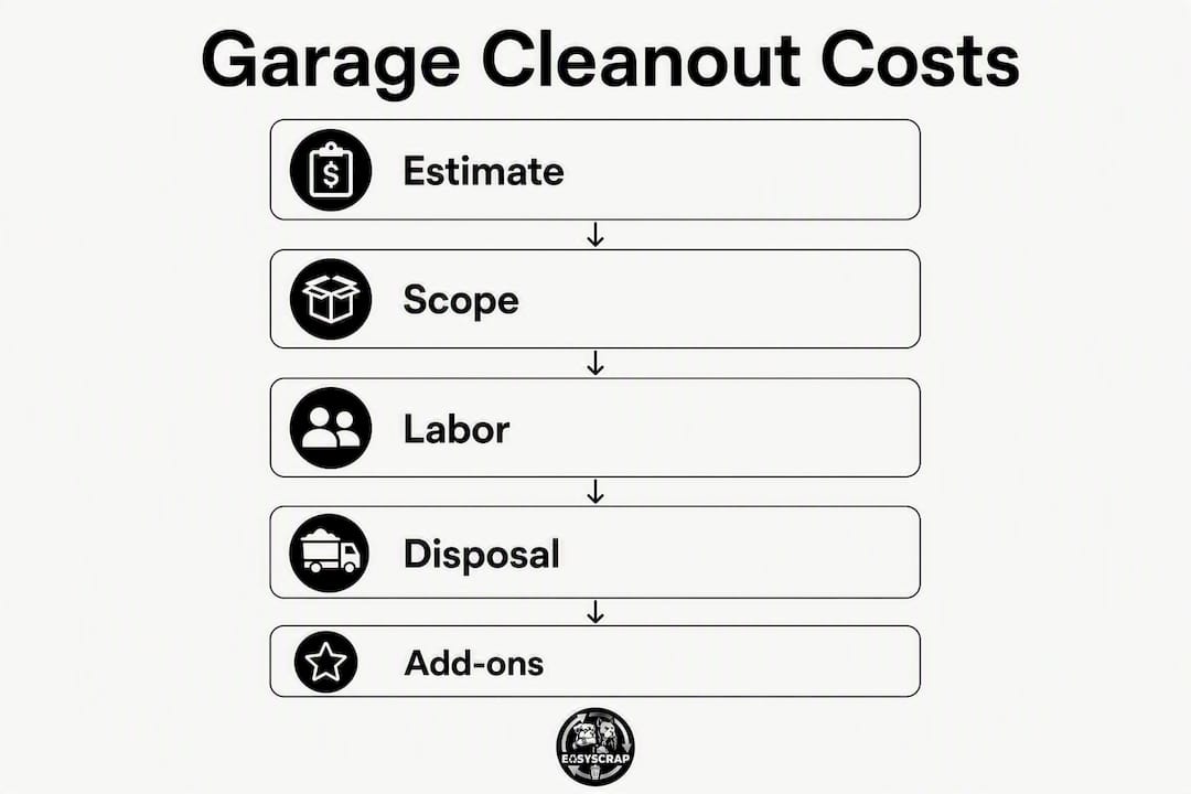 Infographic showing garage cleanout cost factors