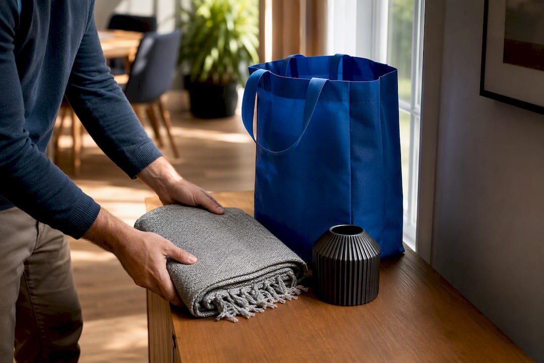 Household items staged for donation pickup