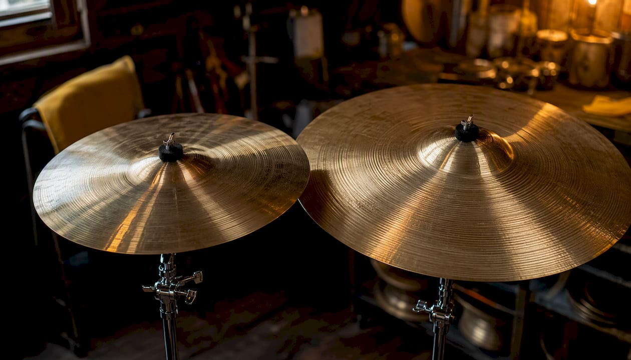 Crash and ride cymbals side profile comparison