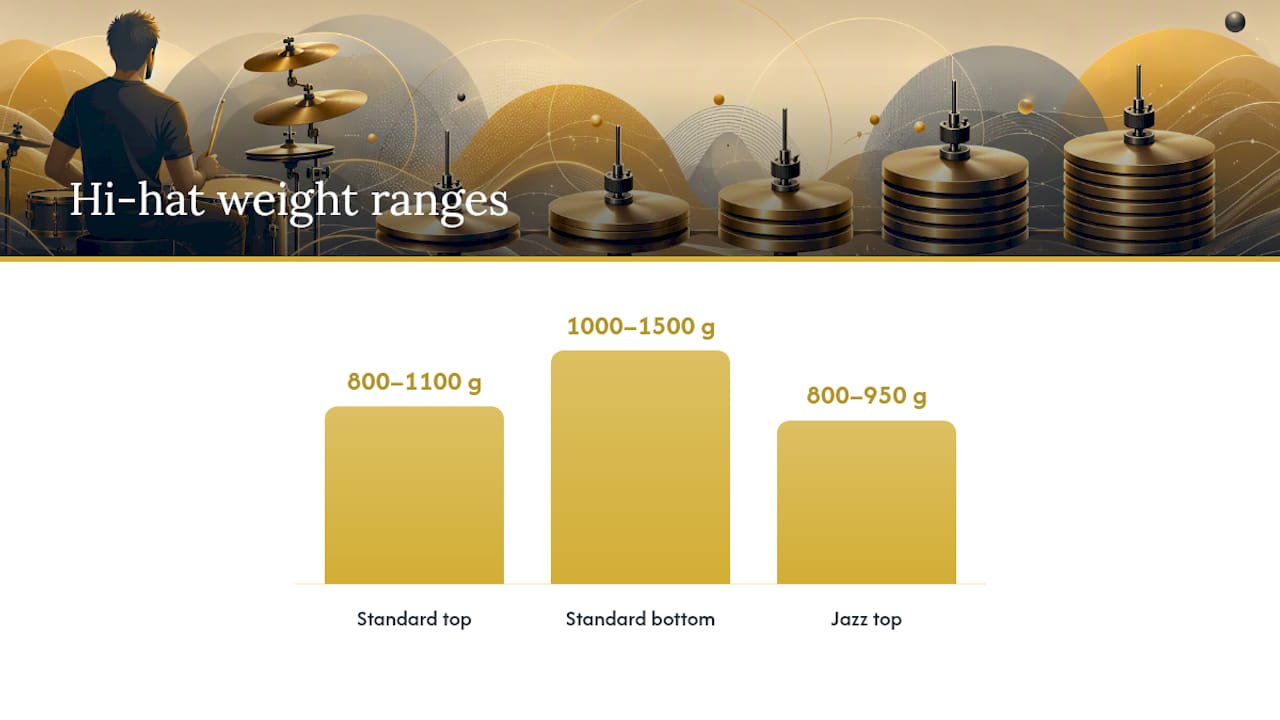 Diagram comparing hi-hat weight ranges and weight ratios