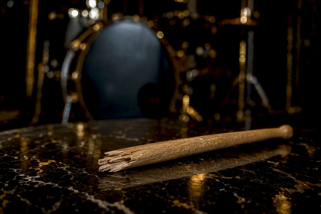 Broken oak drumstick showing clean fracture