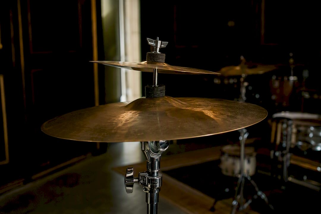 Close-up of cymbal mounting with felt washers