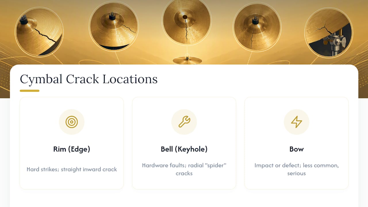 Cymbal crack locations and likely causes