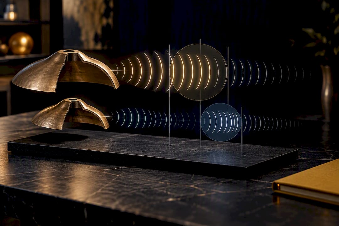 Illustration comparing cymbal bell frequency radiation