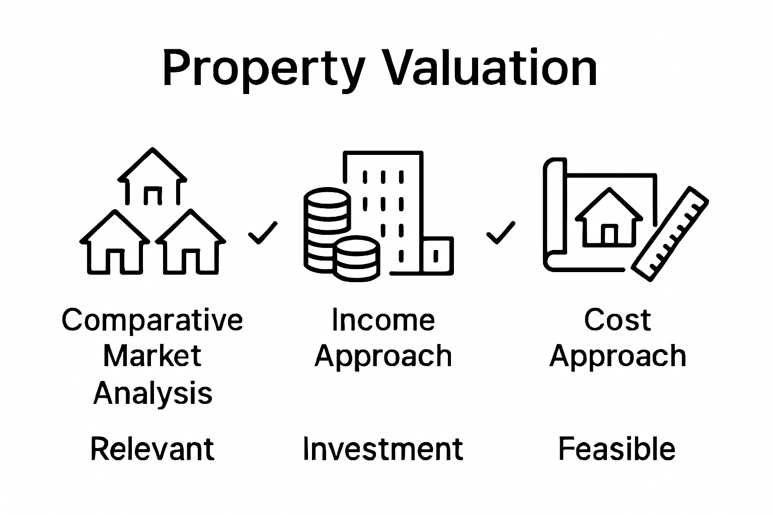 Infographic comparing three property valuation approaches
