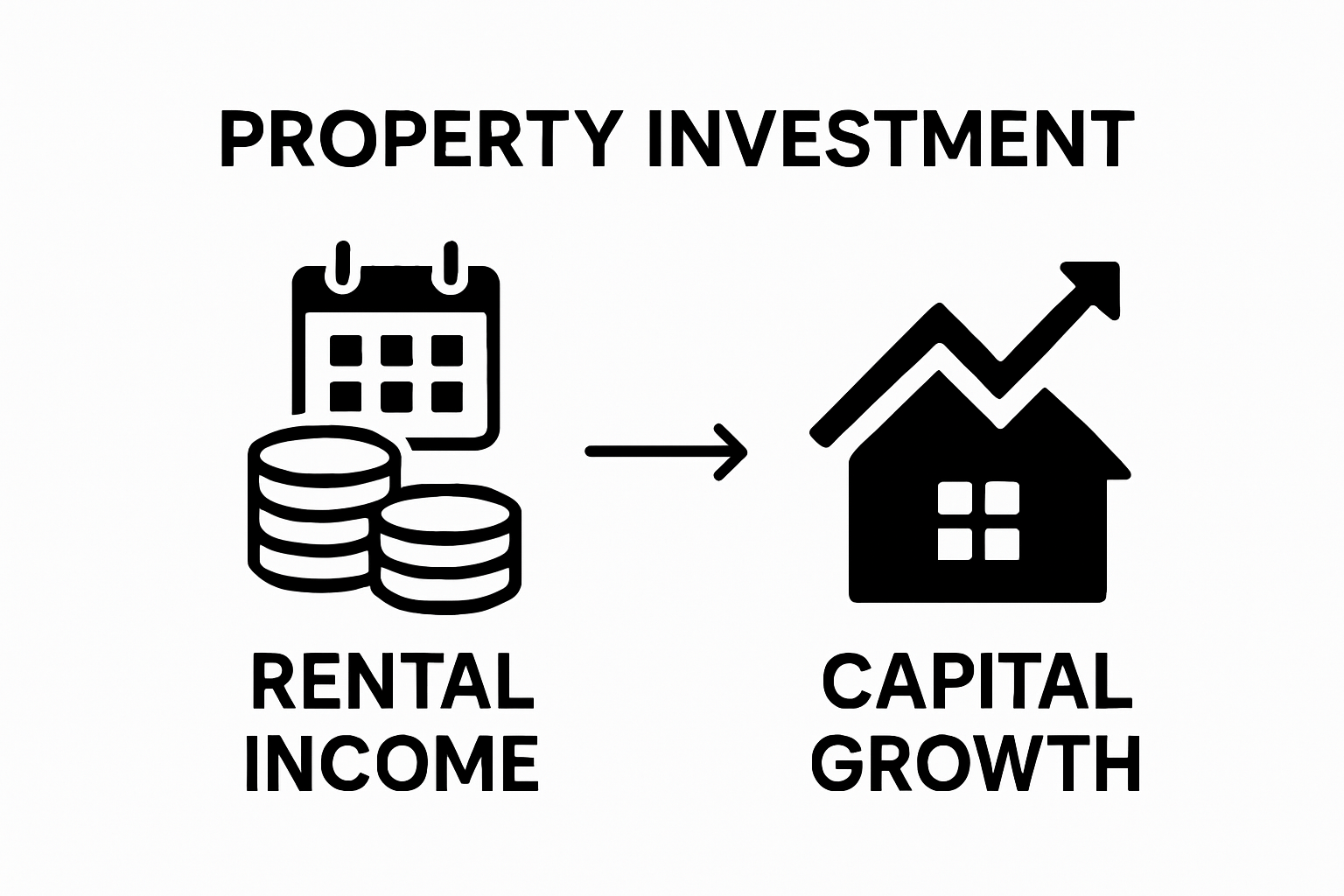 Infographic comparing rental income and capital growth in property investment