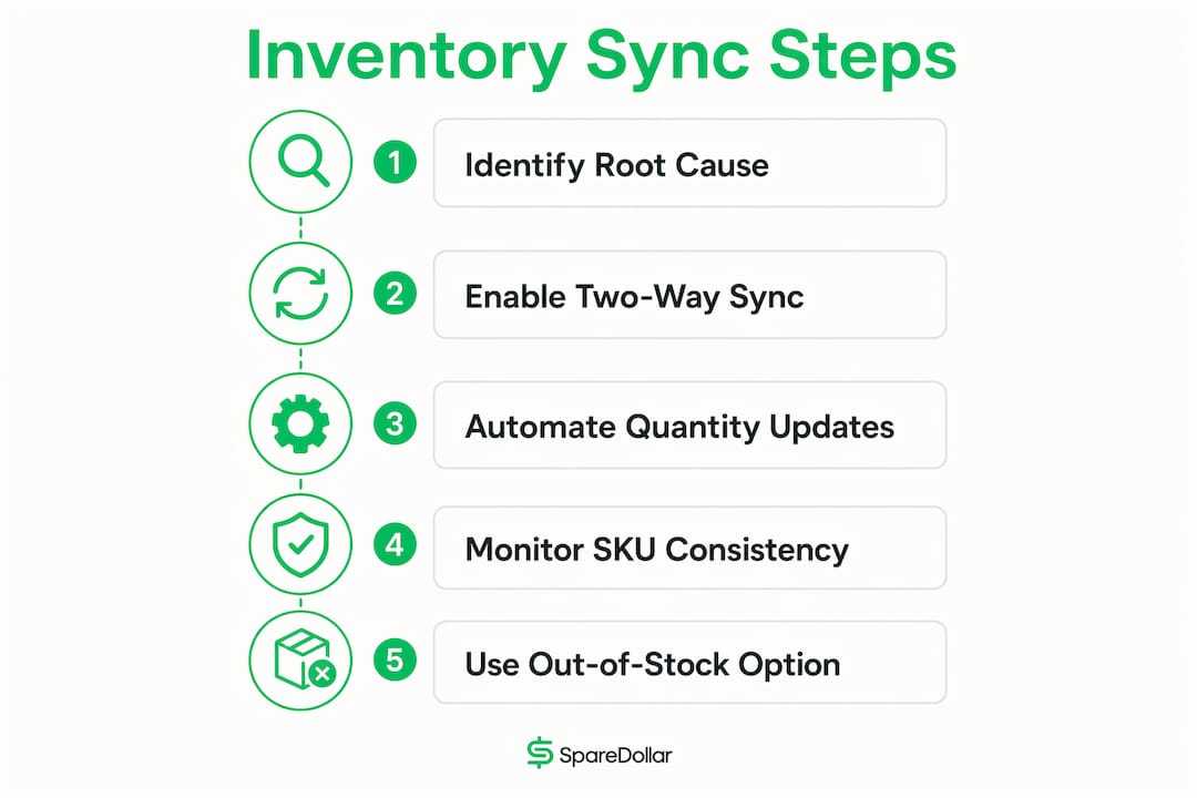 Infographic illustrating inventory sync steps
