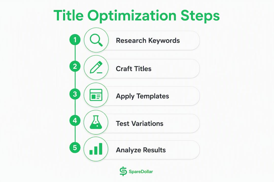 Infographic illustrating eBay title optimization steps