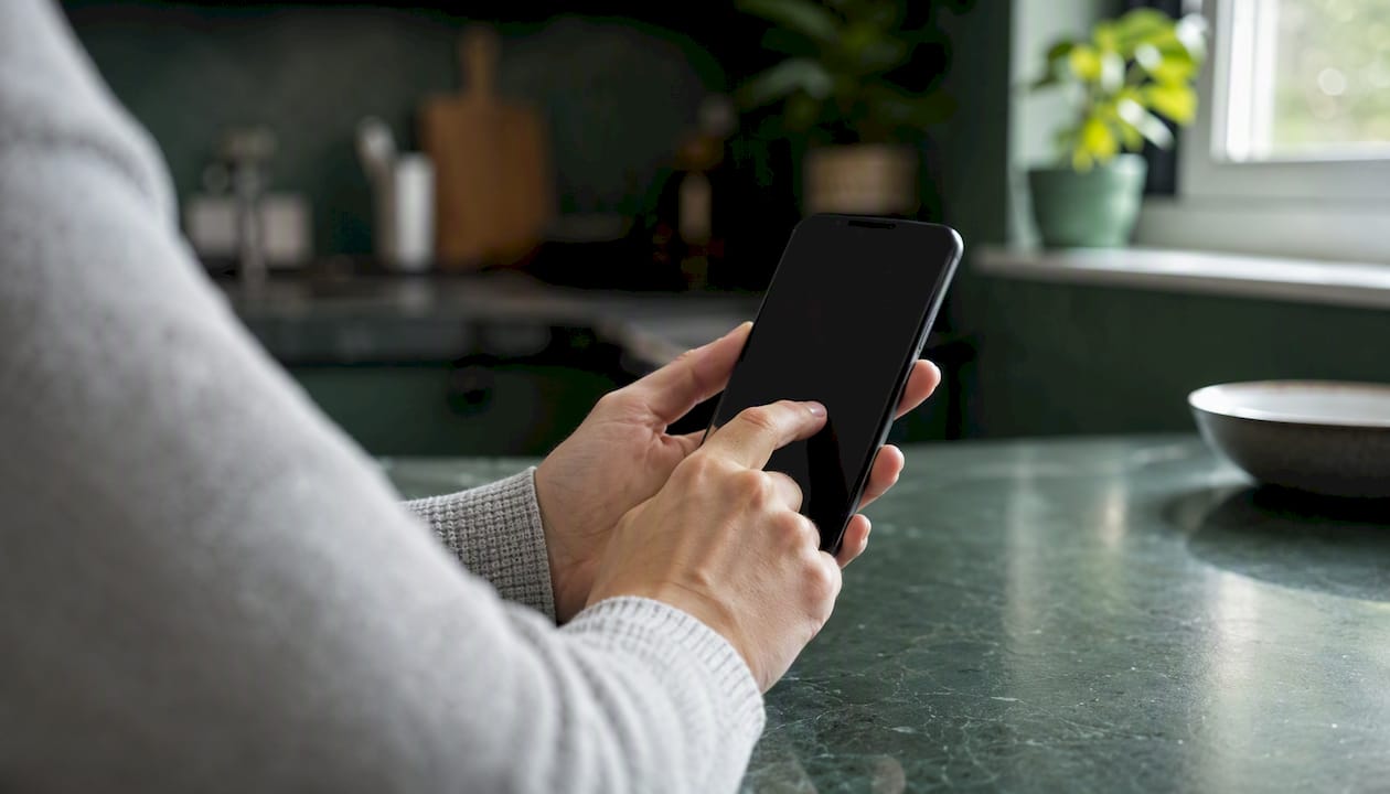 Hands using phone to check account limits