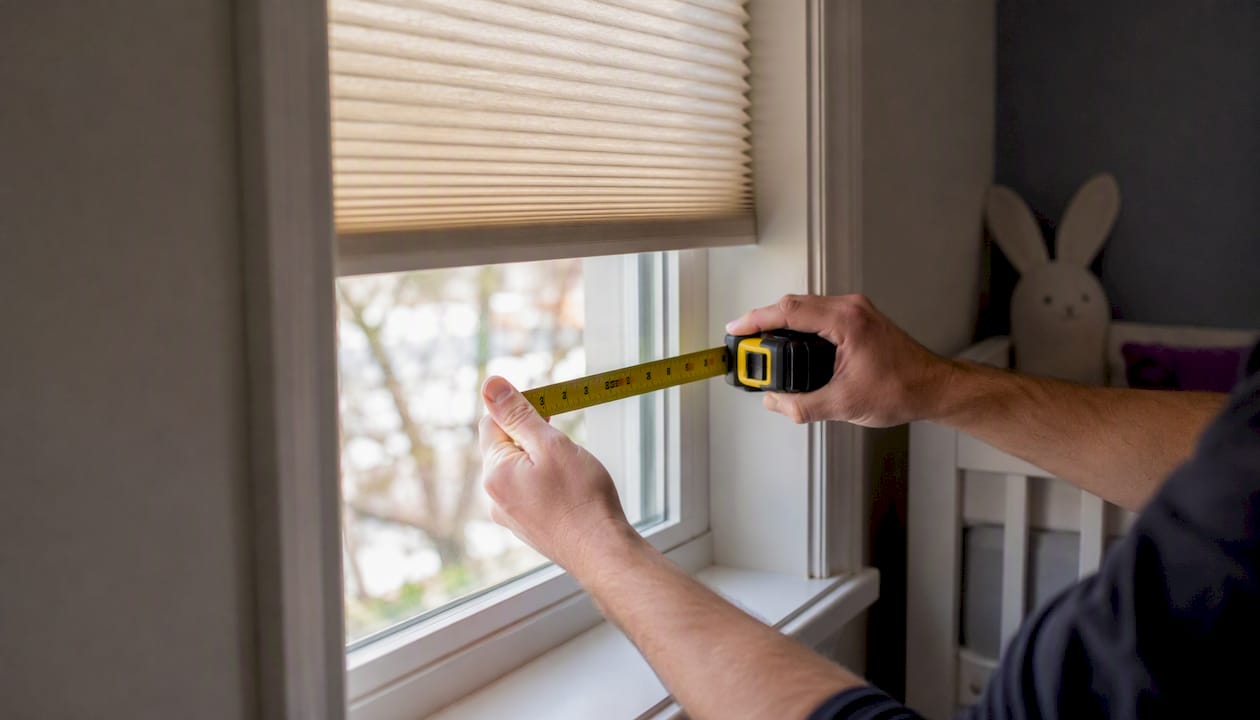 Measuring window reveal depth for shade installation