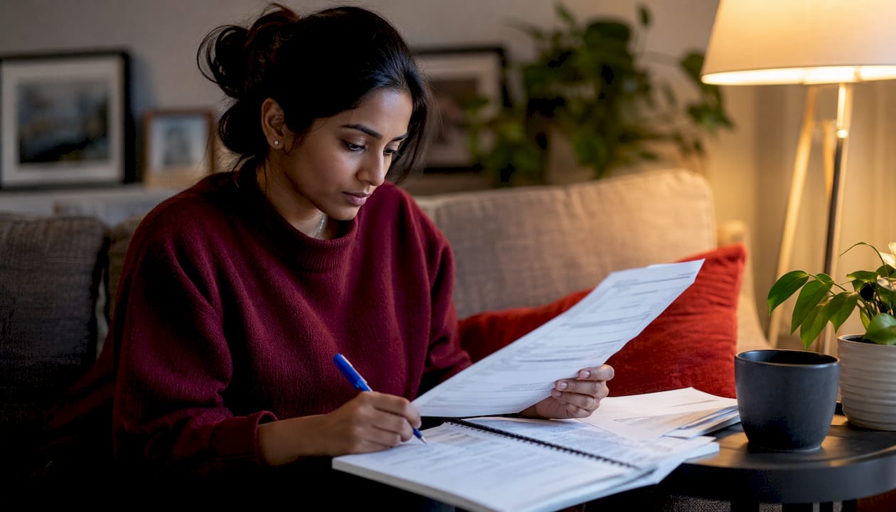 Woman reviewing basement bathroom cost estimates