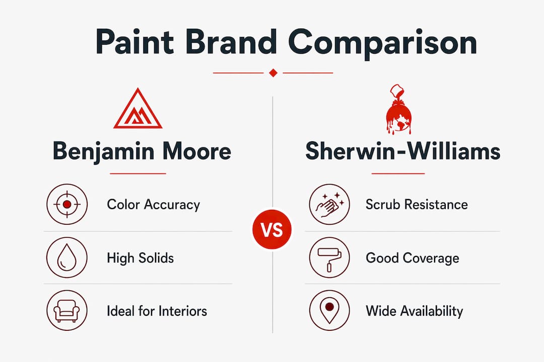 Infographic comparing Benjamin Moore and Sherwin-Williams