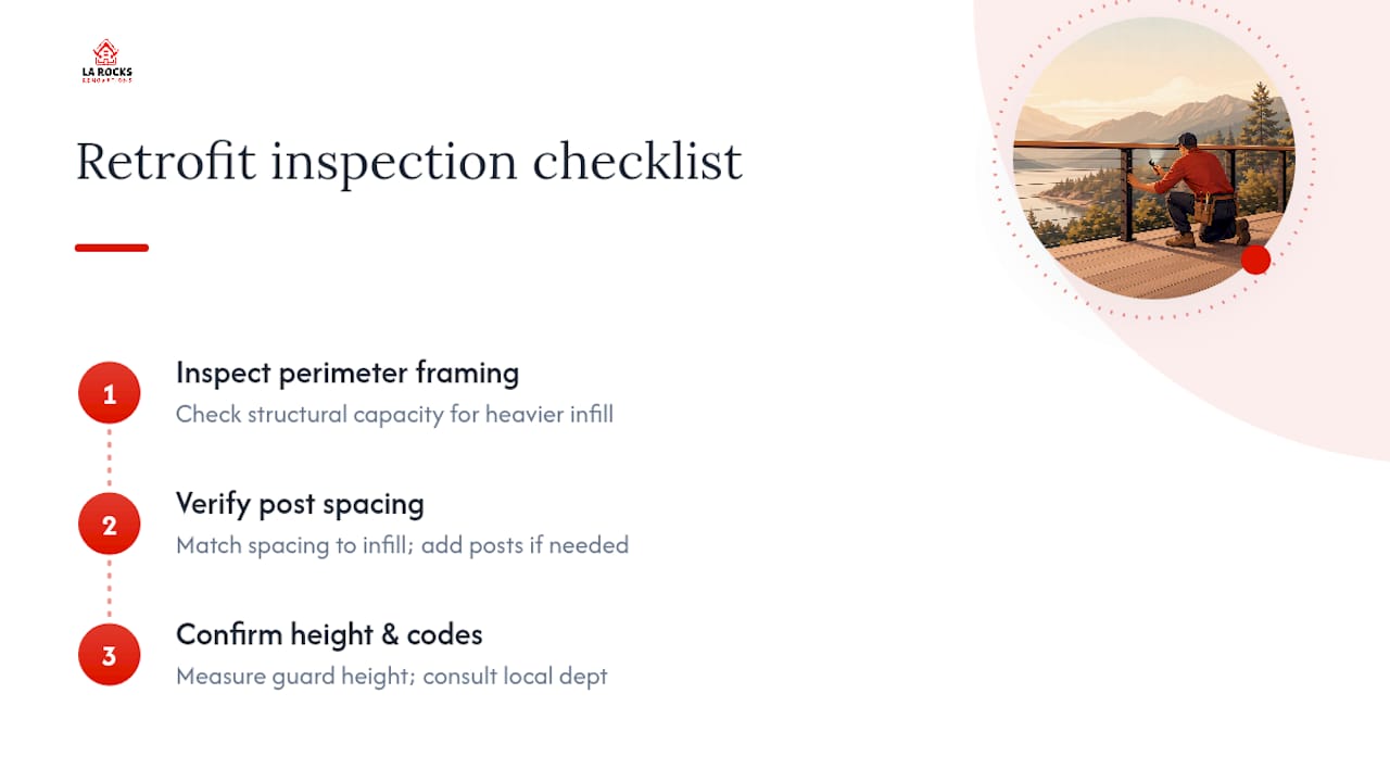 Three retrofit checks before replacing deck railing