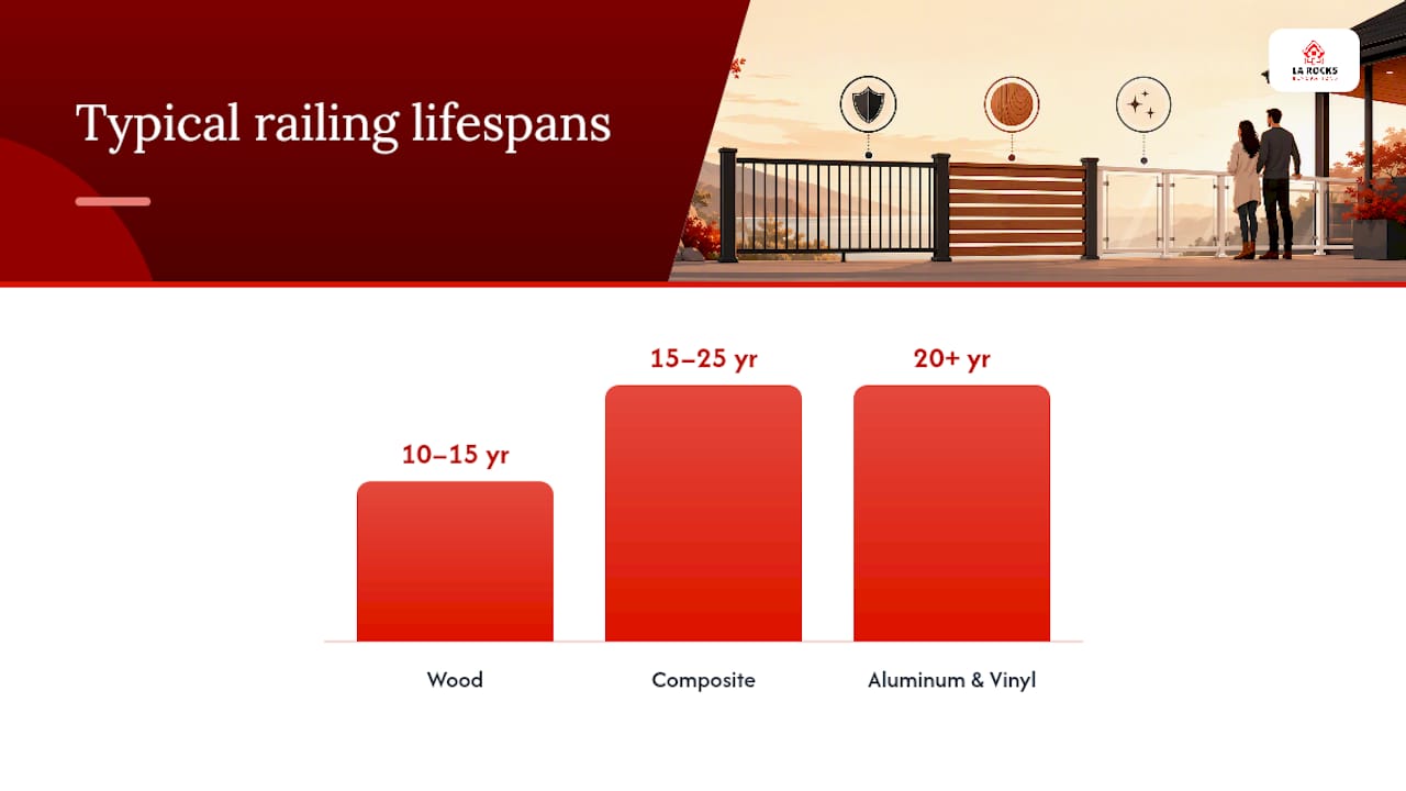 What deck railing maintenance, lifespan, and costs actually look like — overview diagram
