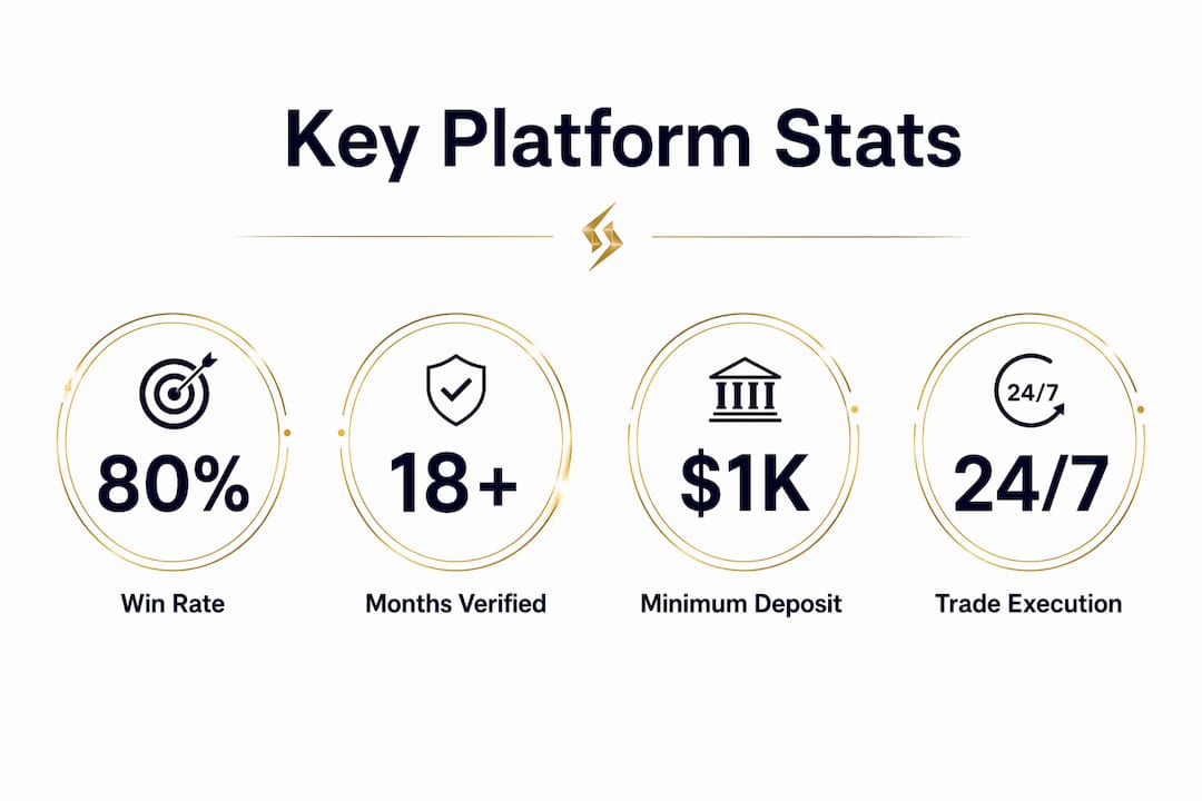 Infographic showing key statistics of gold copy trading platforms