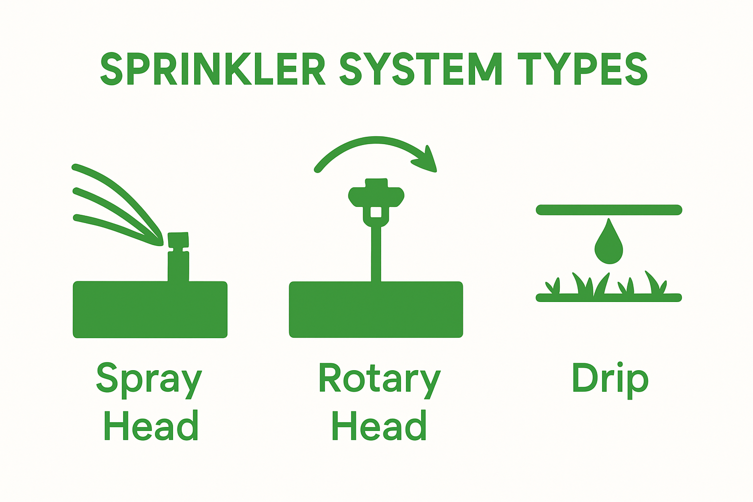 Comparison of spray, rotary, and drip sprinkler systems