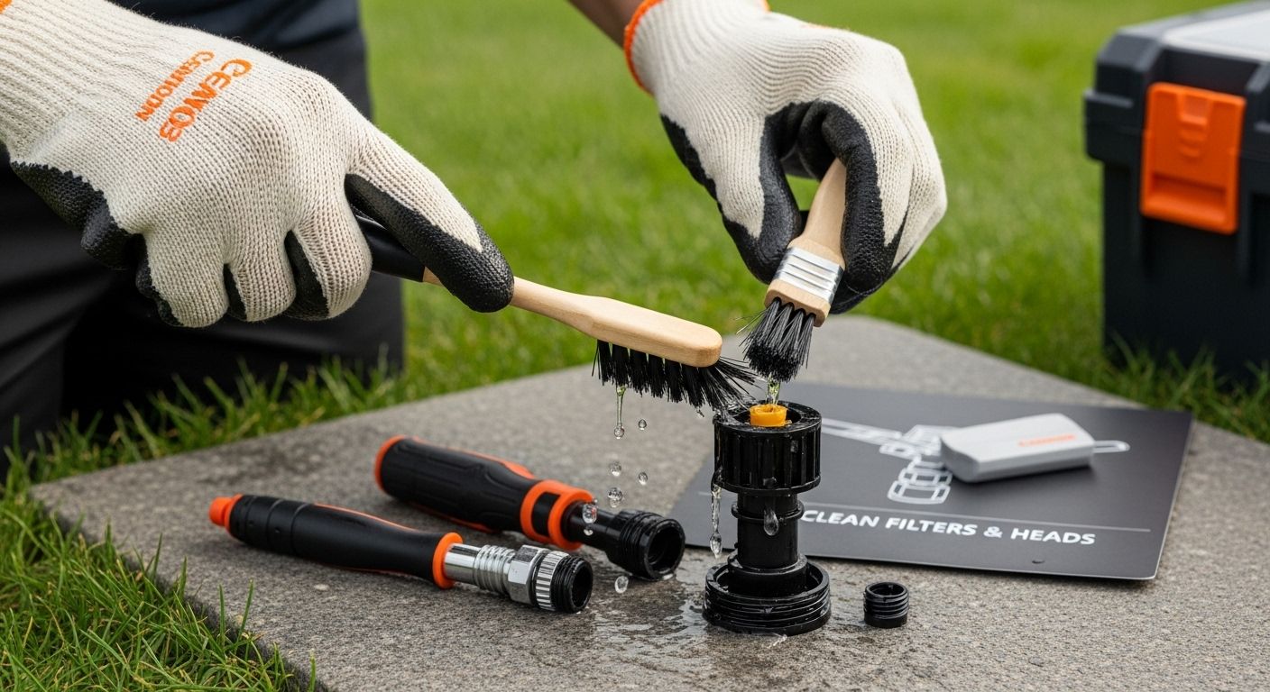 clean irrigation filters sprinkler heads