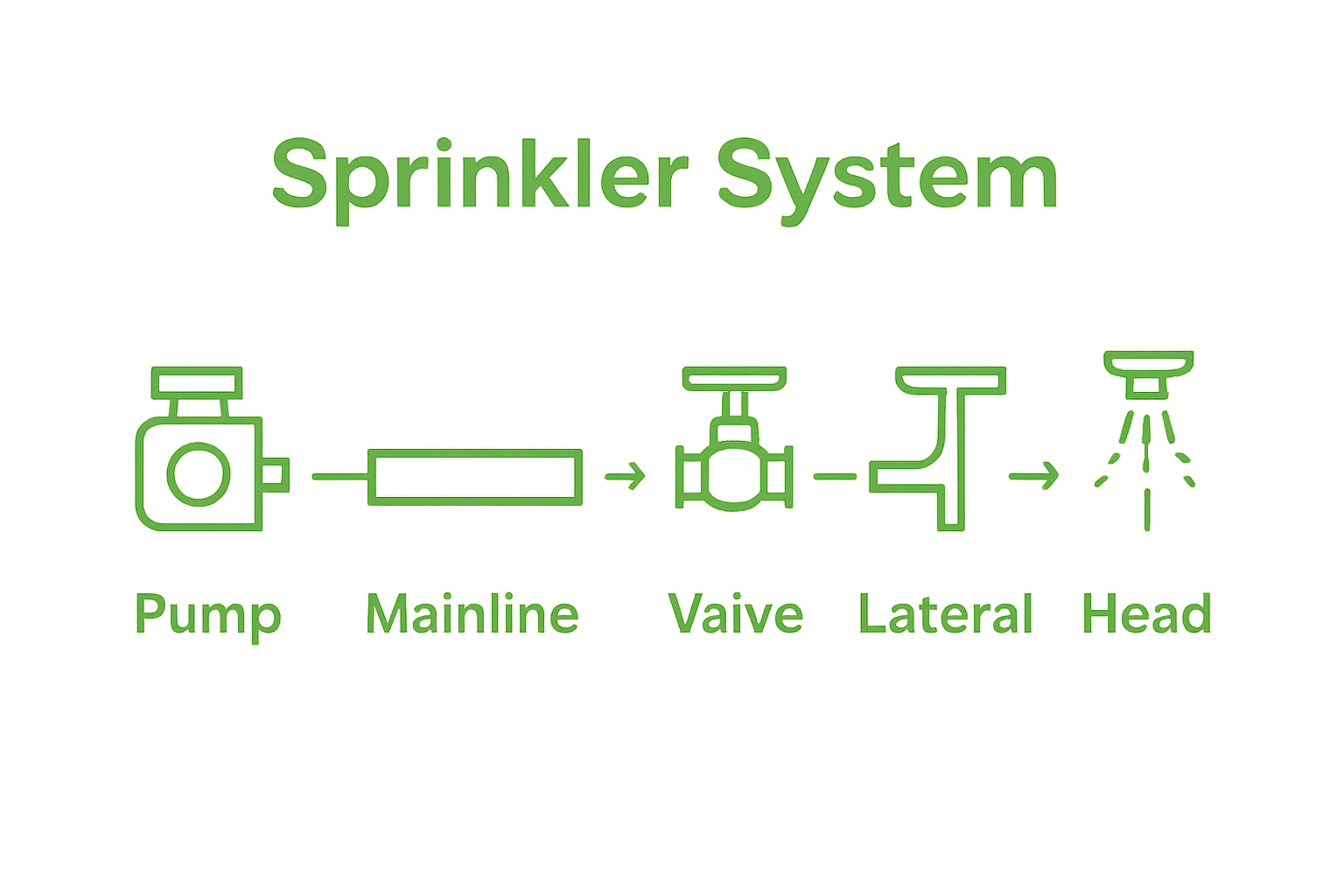 Simple sprinkler parts breakdown diagram