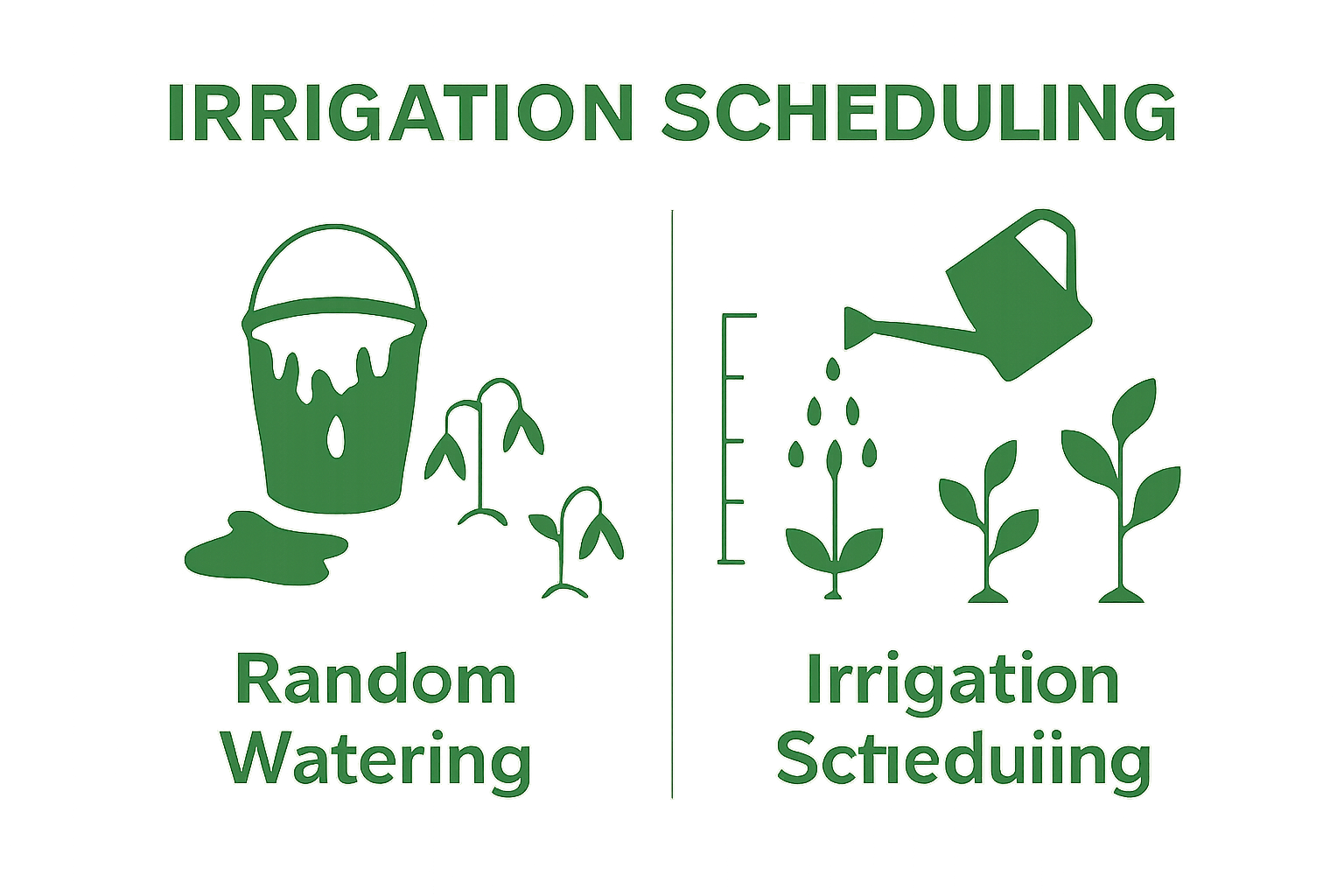 Comparison of random watering versus irrigation scheduling