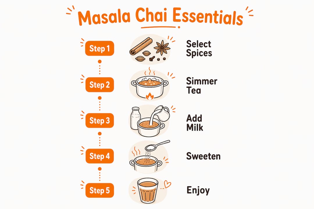 Infographic outlining masala chai preparation steps