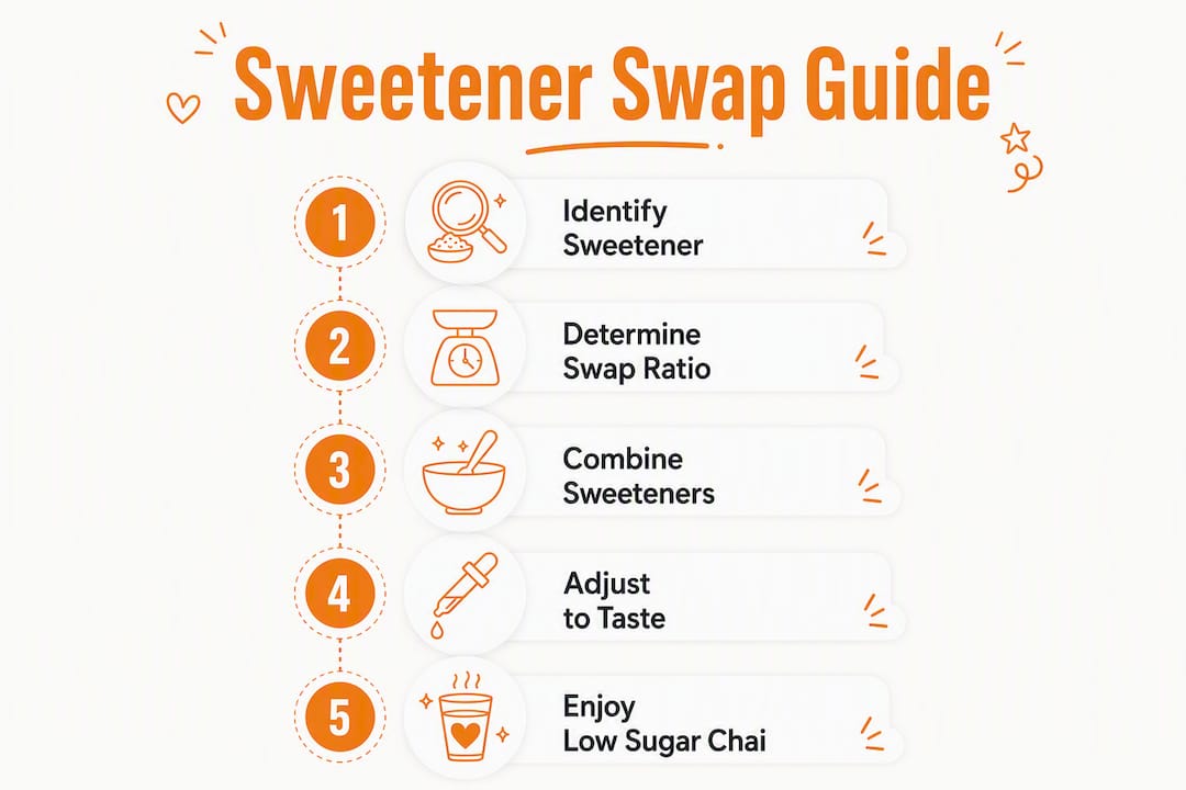 Infographic outlining sweetener swaps for chai