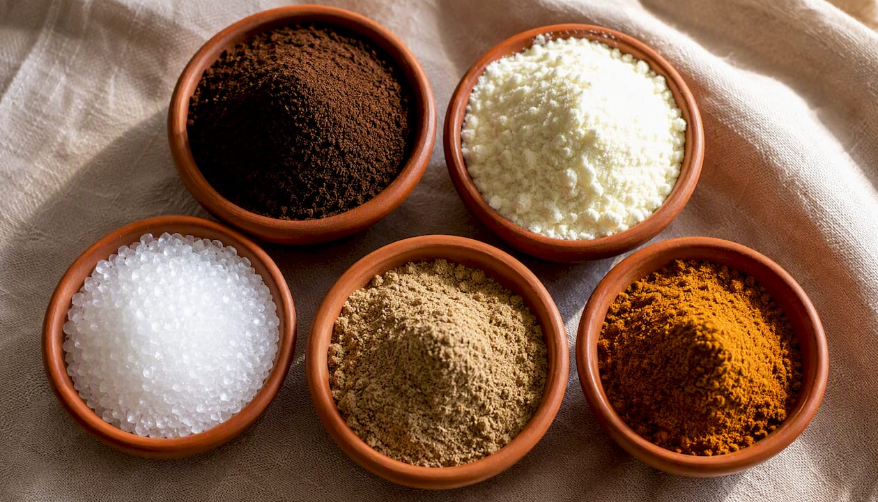 Chai premix dry ingredients in bowls
