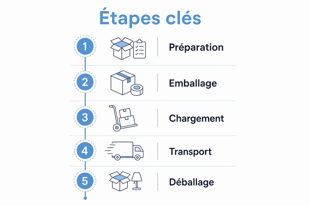 Découvrez, en un clin d’œil, les grandes étapes d’un déménagement sur longue distance grâce à notre infographie détaillée.
