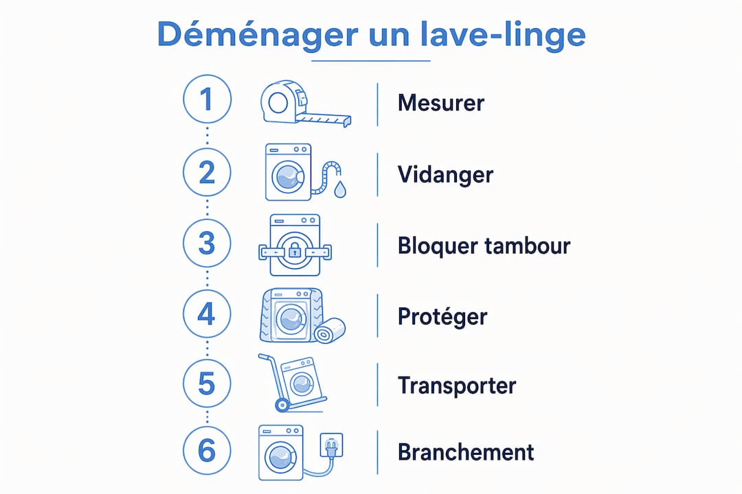 Infographie : les étapes clés pour bien déménager votre machine à laver