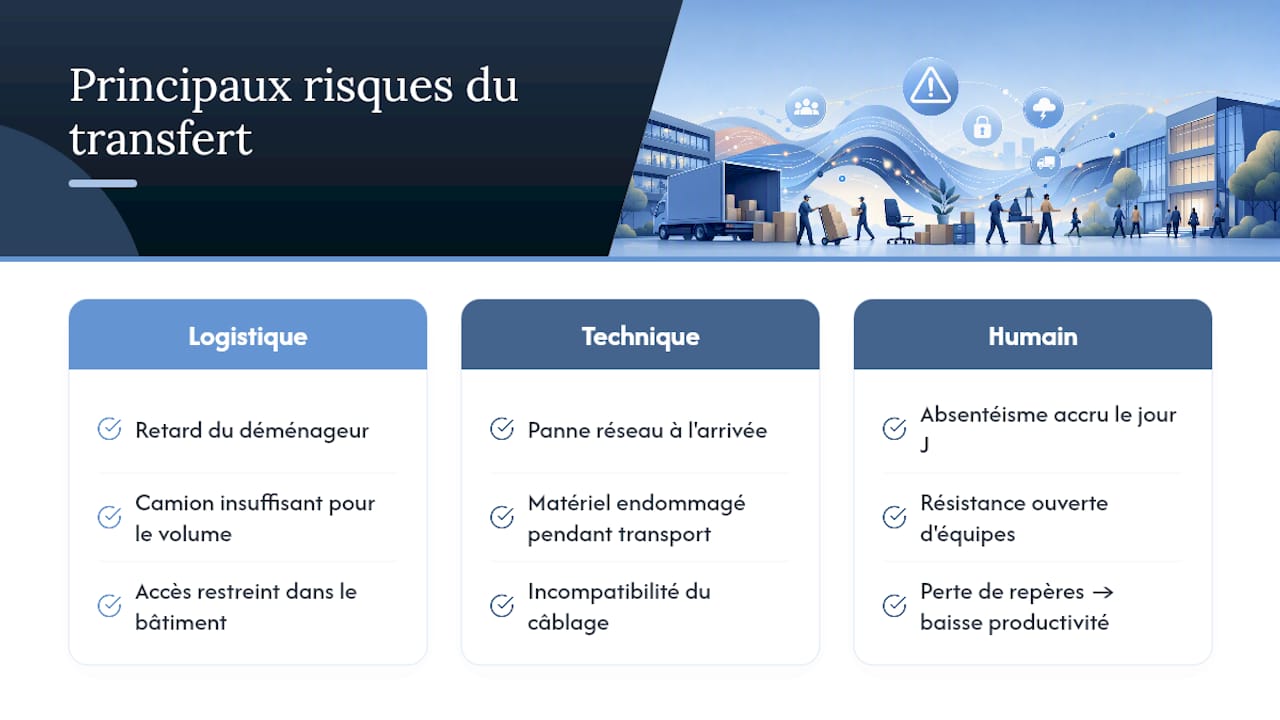 Schéma des catégories de risques lors d'un déménagement de bureau