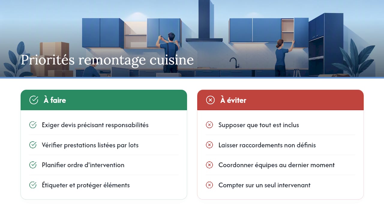Ce que l'expérience du terrain apprend sur le remontage de cuisine — overview diagram