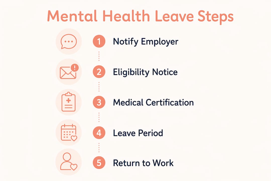 Infographic illustrating mental health leave steps