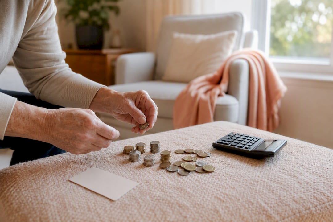 Hands counting coins with calculator for coinsurance