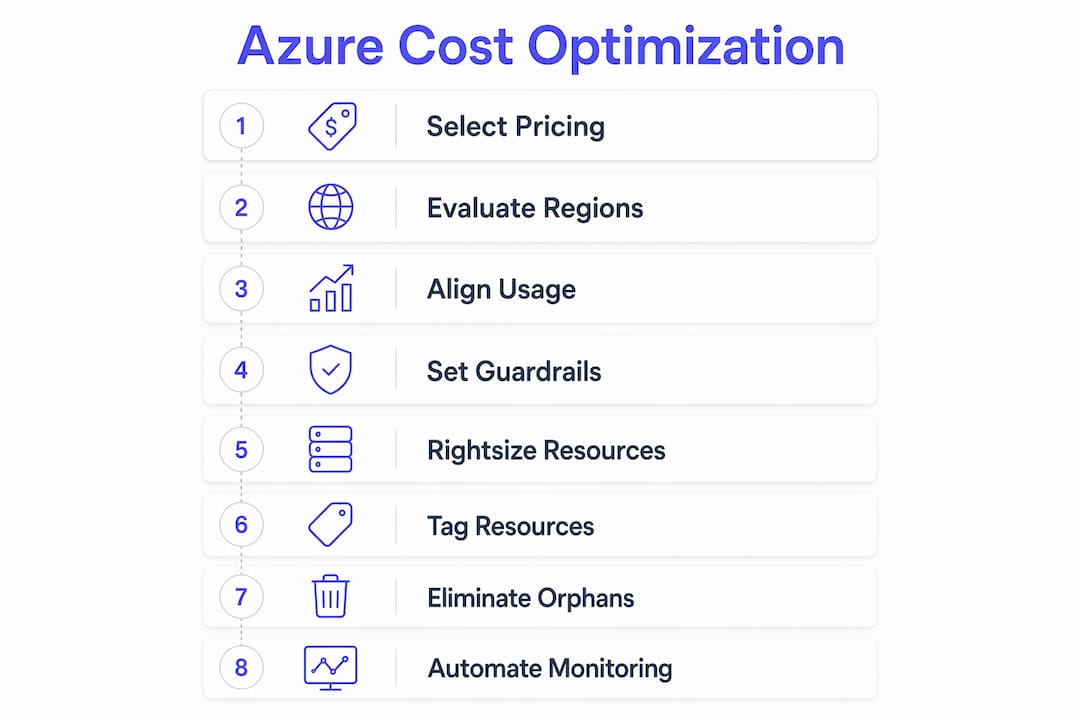Infographic illustrating key Azure cost optimization steps