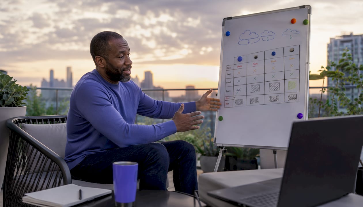 Man presenting cloud storage cost differences
