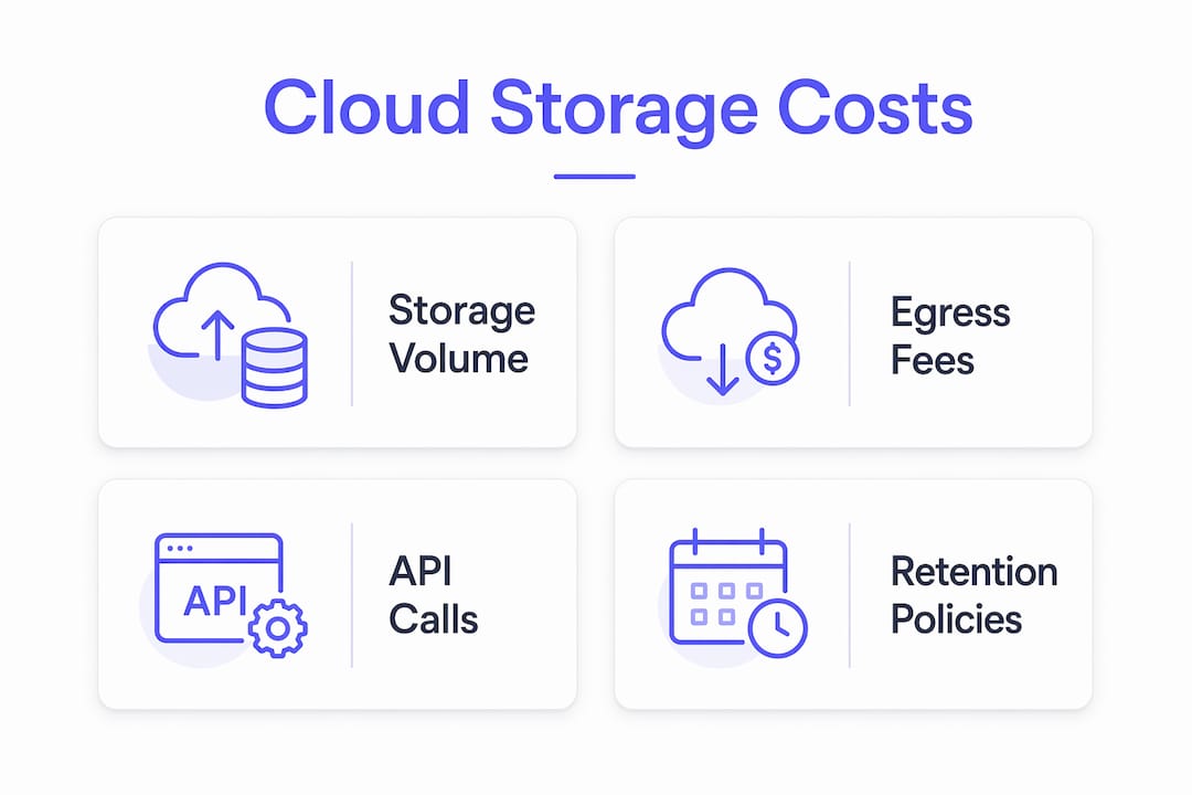Infographic showing key cloud storage cost factors