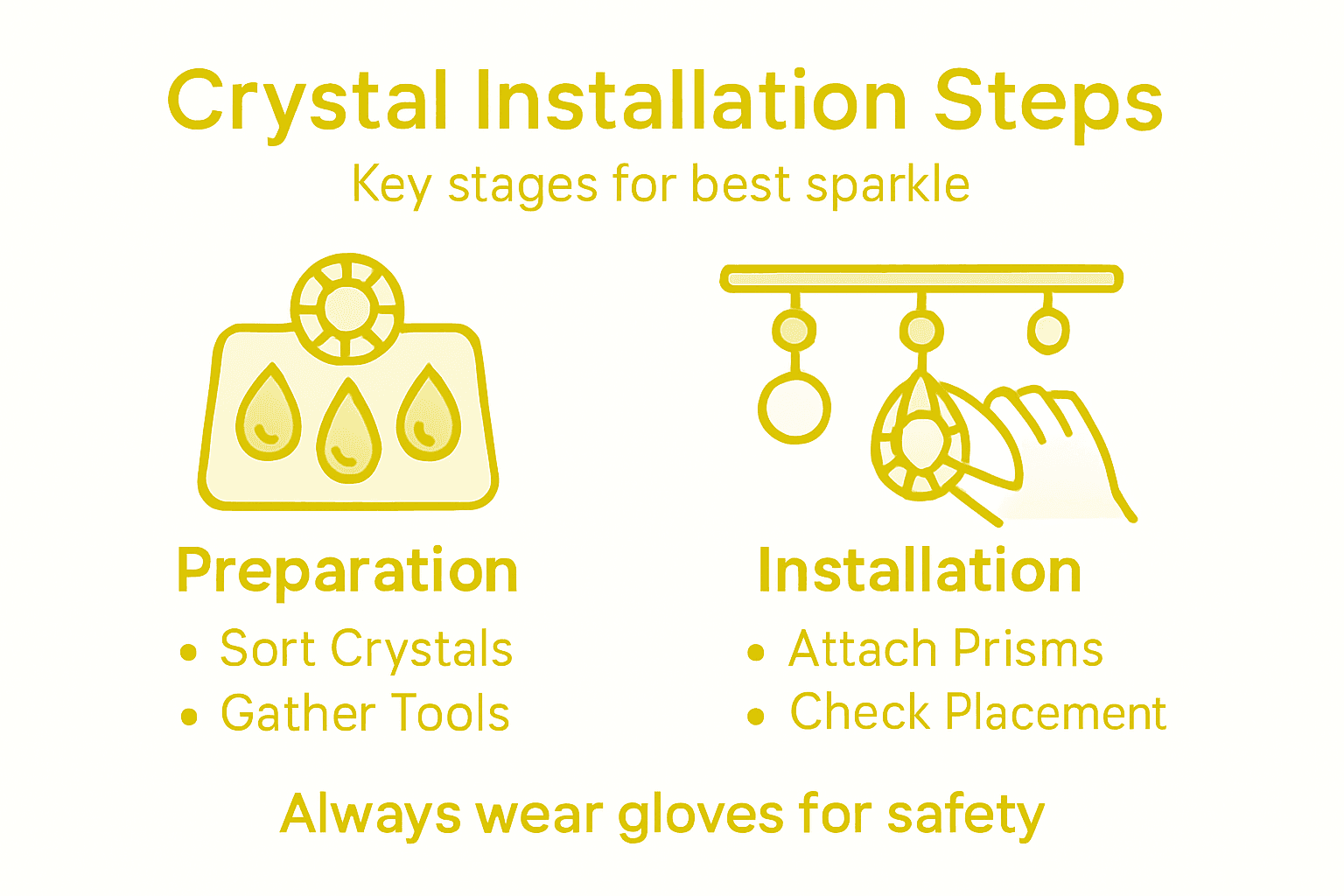 Infographic summarizes chandelier crystal installation process