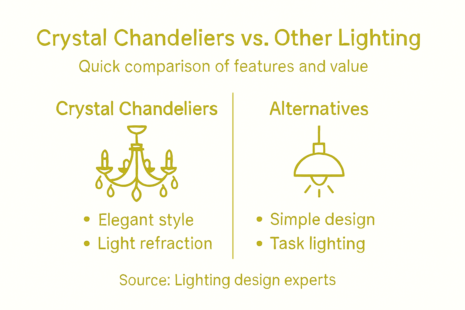 Infographic comparing crystal chandeliers to alternatives