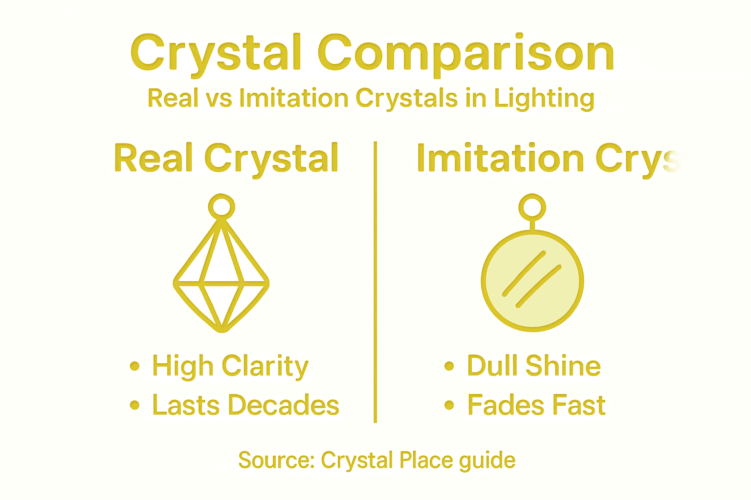 Infographic comparing real and imitation crystals
