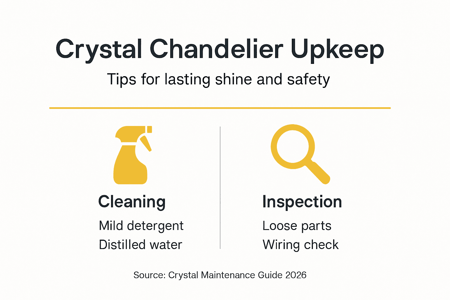Infographic showing chandelier cleaning and inspection tips