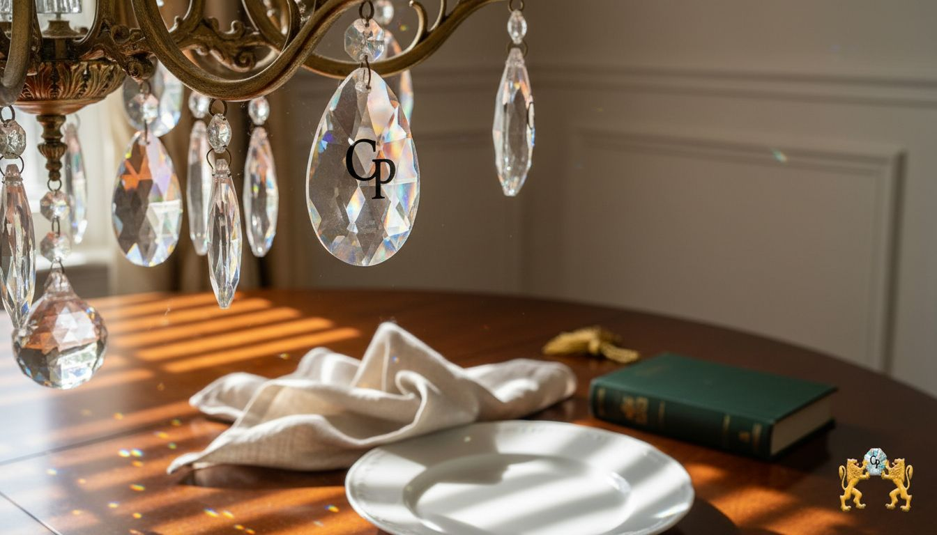 Close-up of multifaceted chandelier crystal sparkle