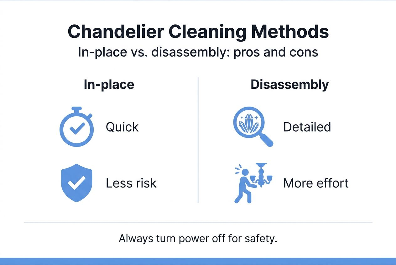 Infographic comparing two chandelier cleaning methods