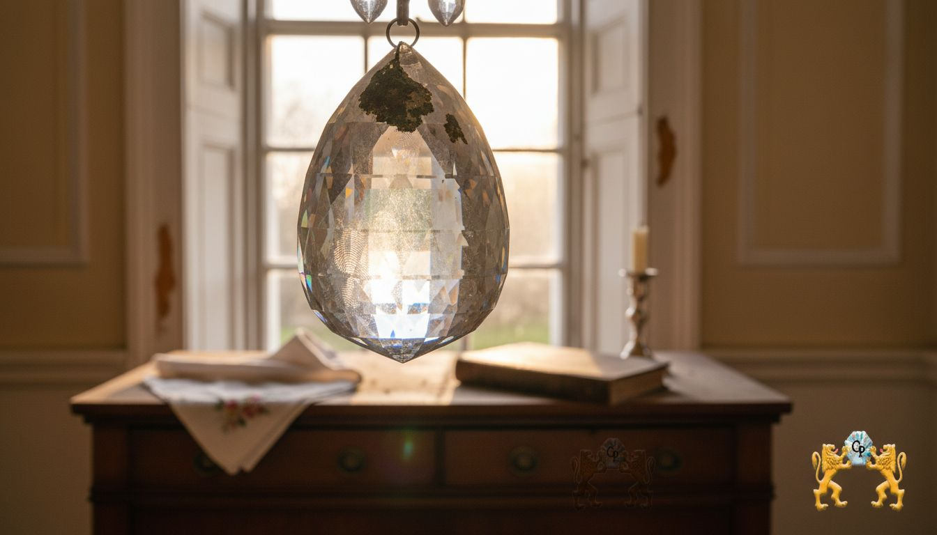 Close-up of sparkling lead crystal pendant