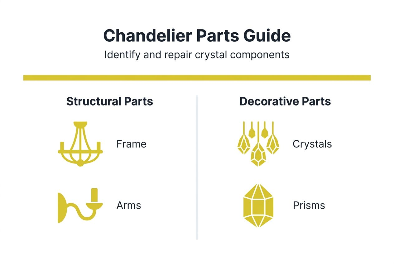 Infographic on chandelier parts identification and repair