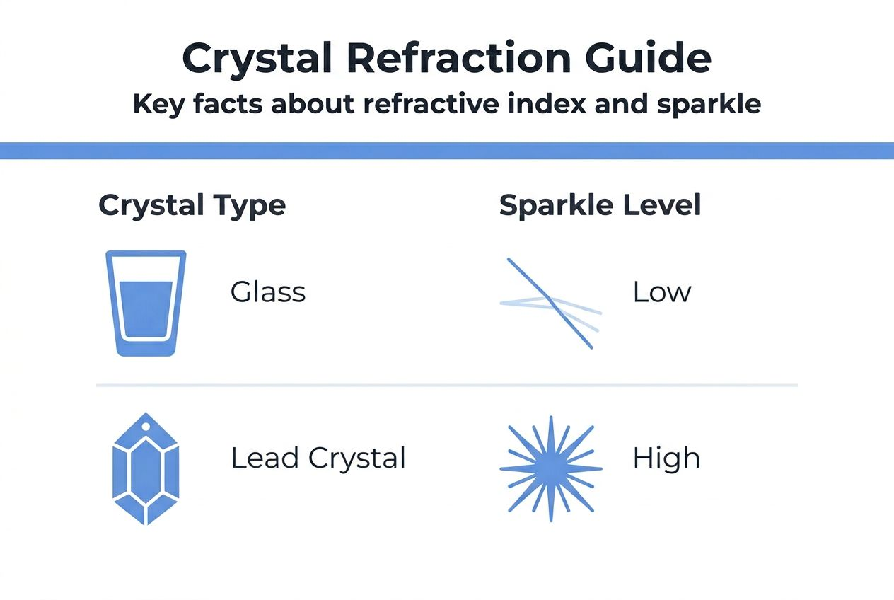 Infographic comparing refractive index and sparkle in crystals