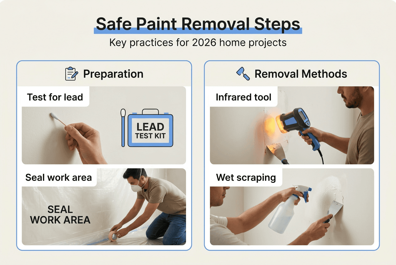 Infographic showing safe paint removal steps
