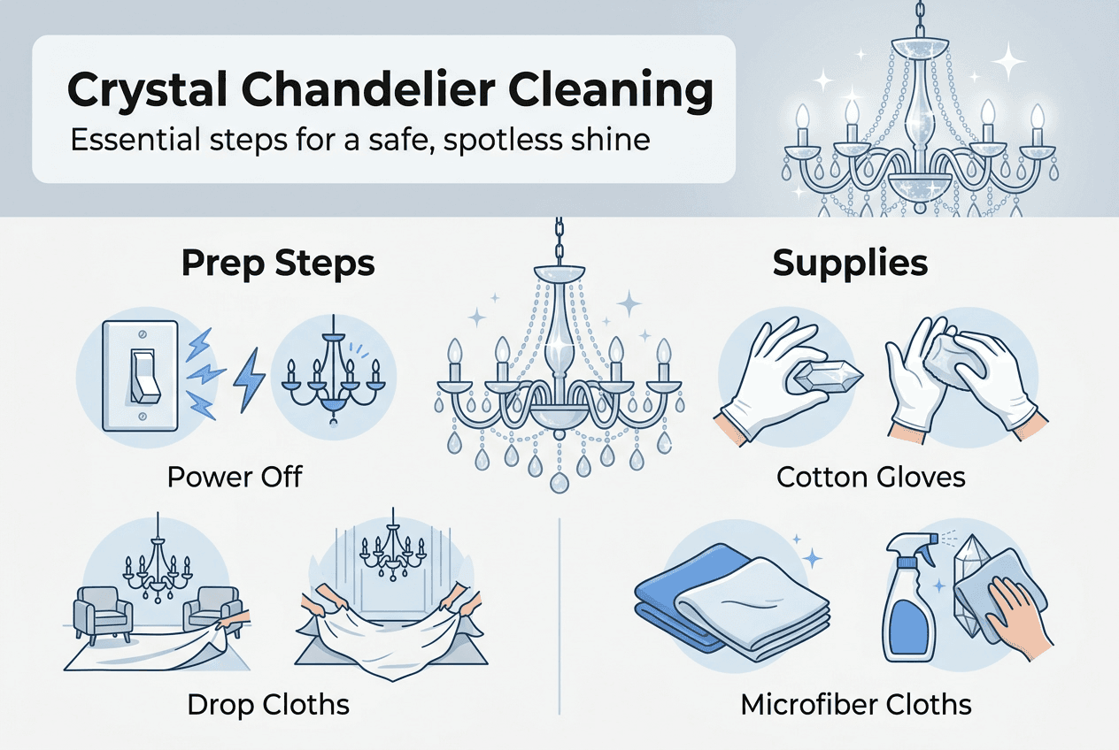 Infographic of chandelier cleaning prep steps