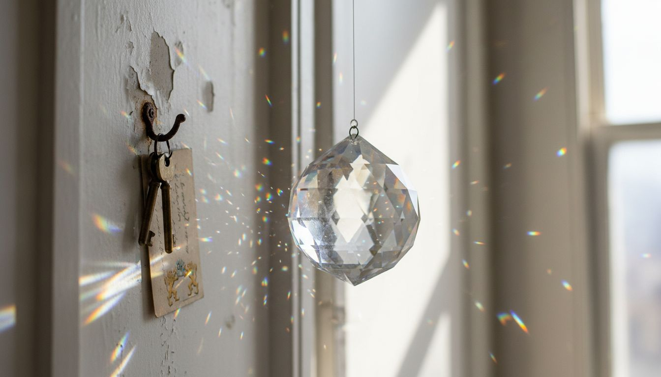 Crystal sphere detail showing colorful sparkles