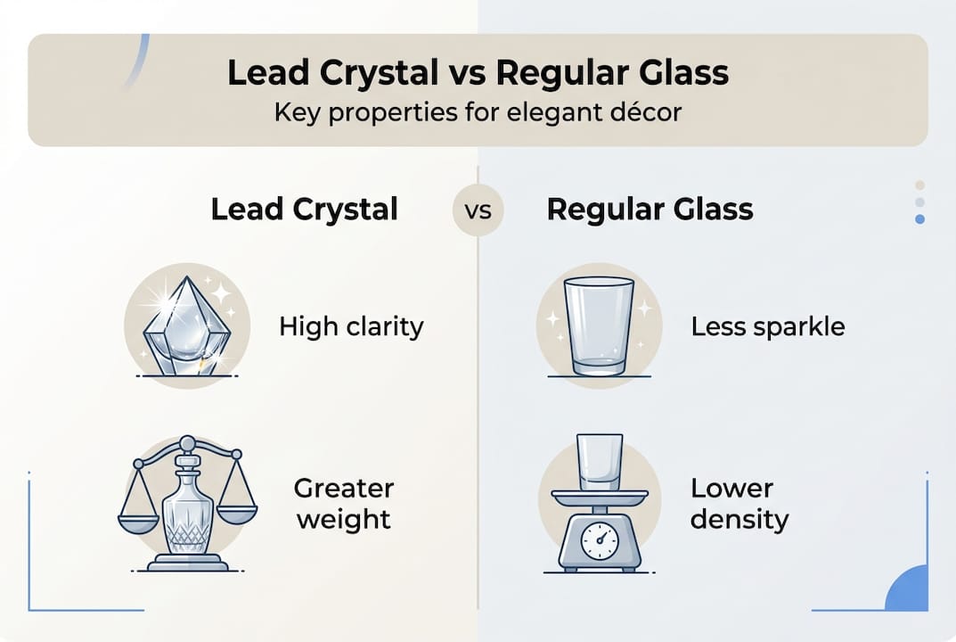 Infographic comparing lead crystal and regular glass